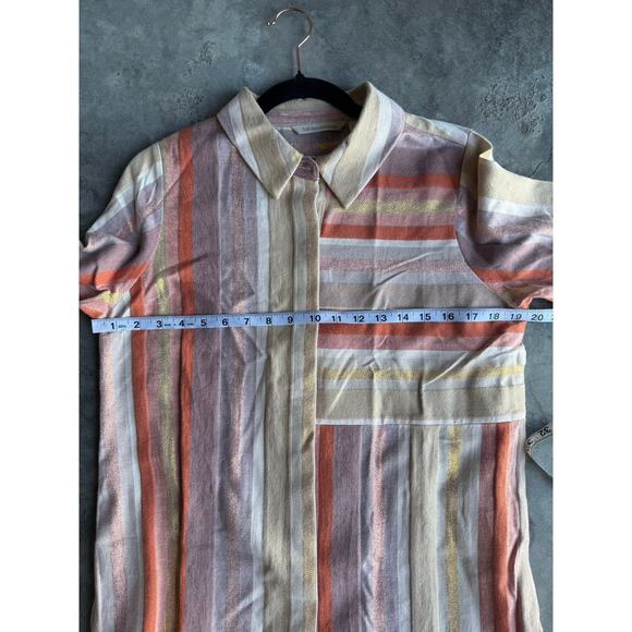 Soft Surroundings Maddalena Popover Tunic Blouse Metallic Stripe Boho sz PS - Picture 3 of 7